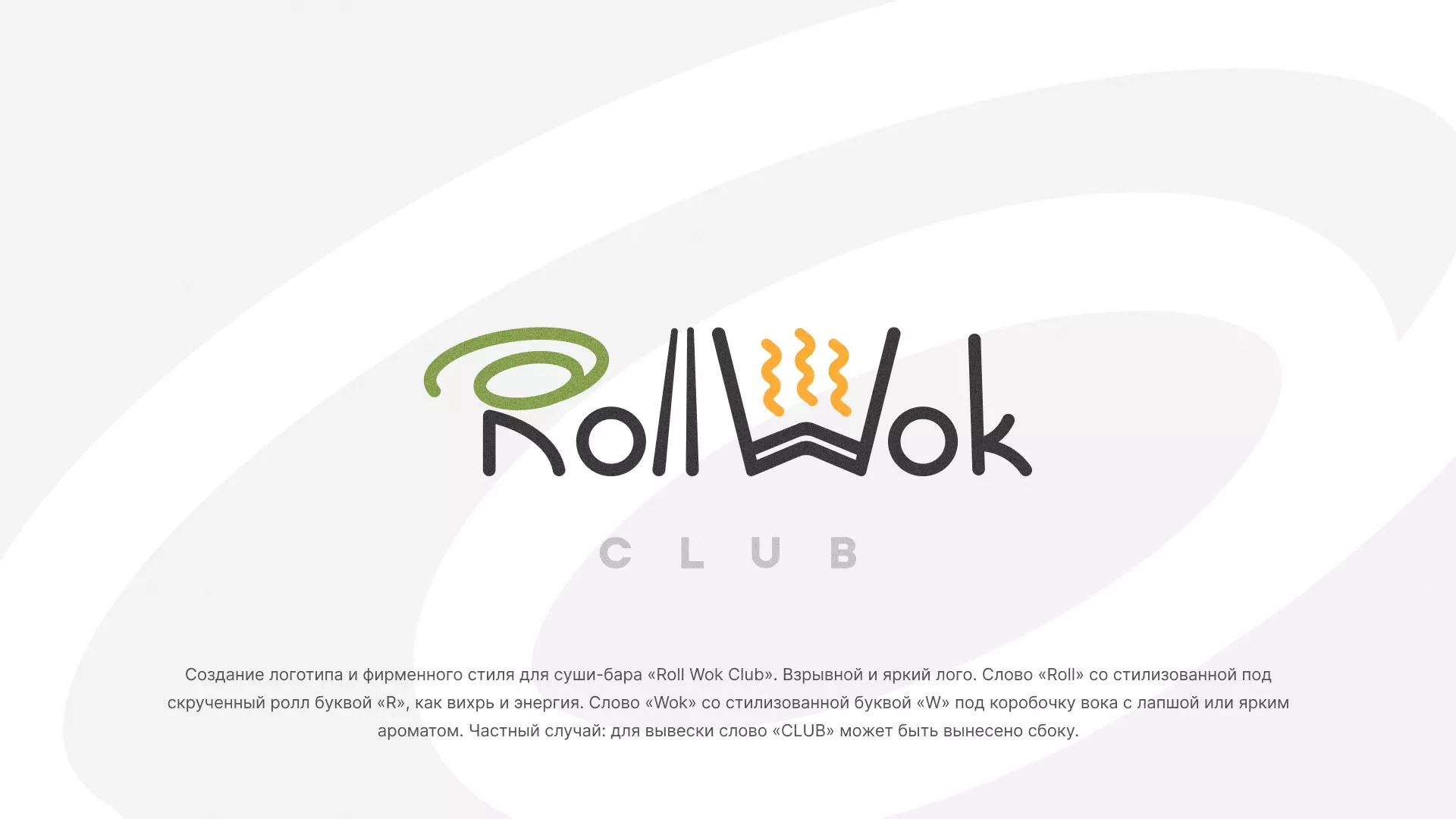 Разработка логотипа и фирменного стиля суши-бара «Roll Wok Club» в Нерехте