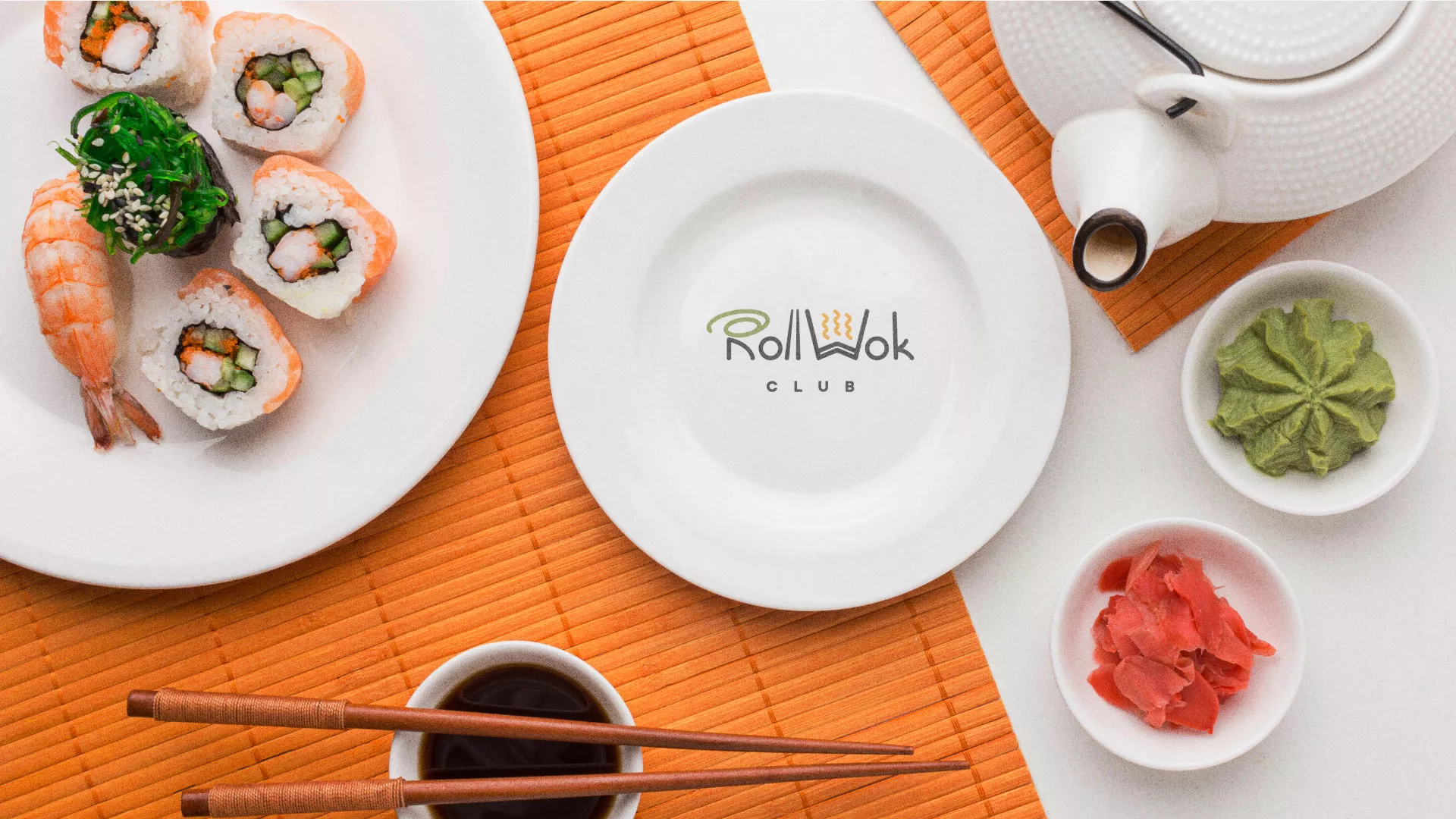 Разработка логотипа и фирменного стиля суши-бара «Roll Wok Club» в Нерехте