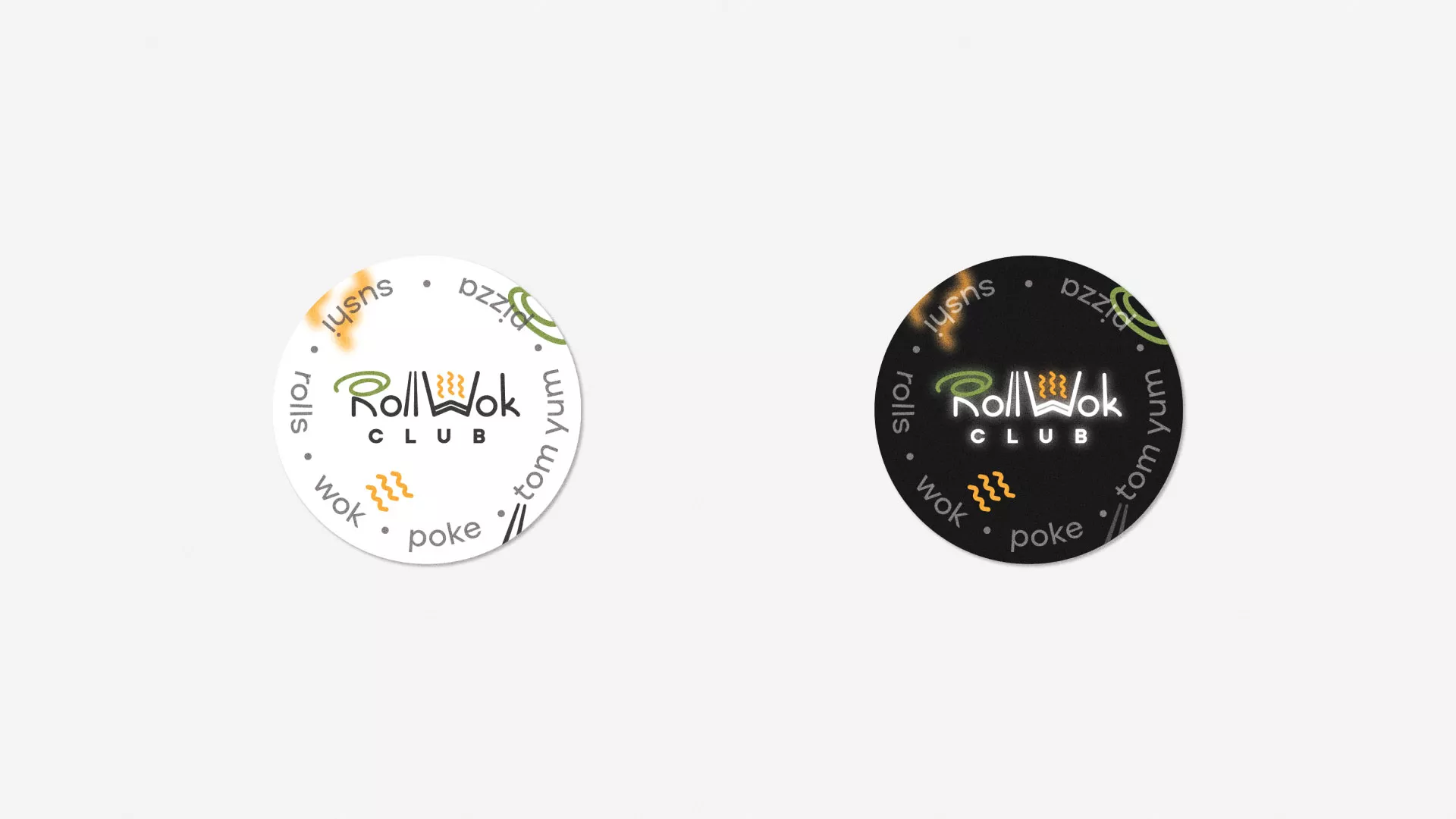 Разработка наклеек для суши-бара «Roll Wok Club» в Нерехте