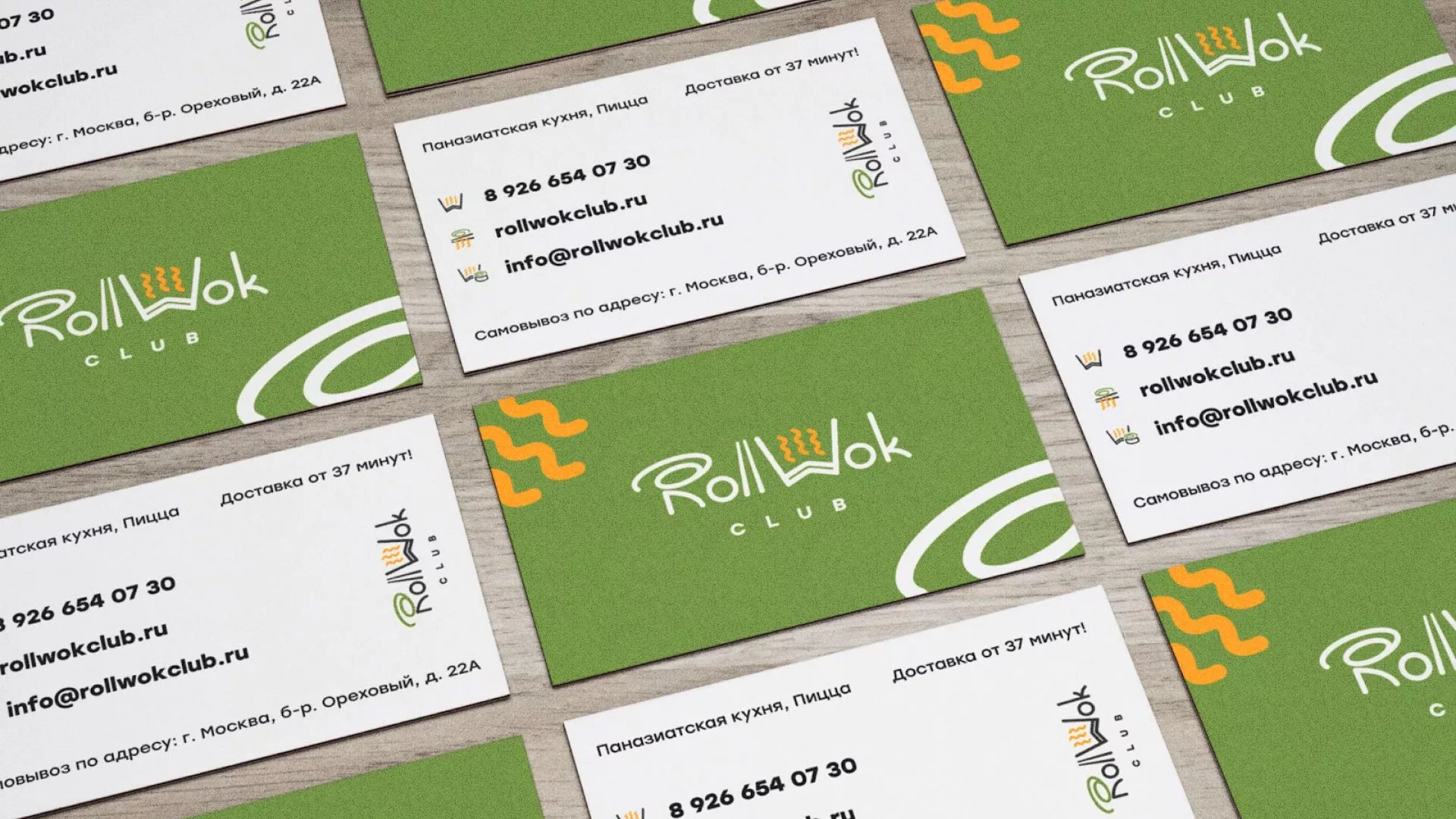 Разработка дизайна визиток суши-бара «Roll Wok Club» в Нерехте